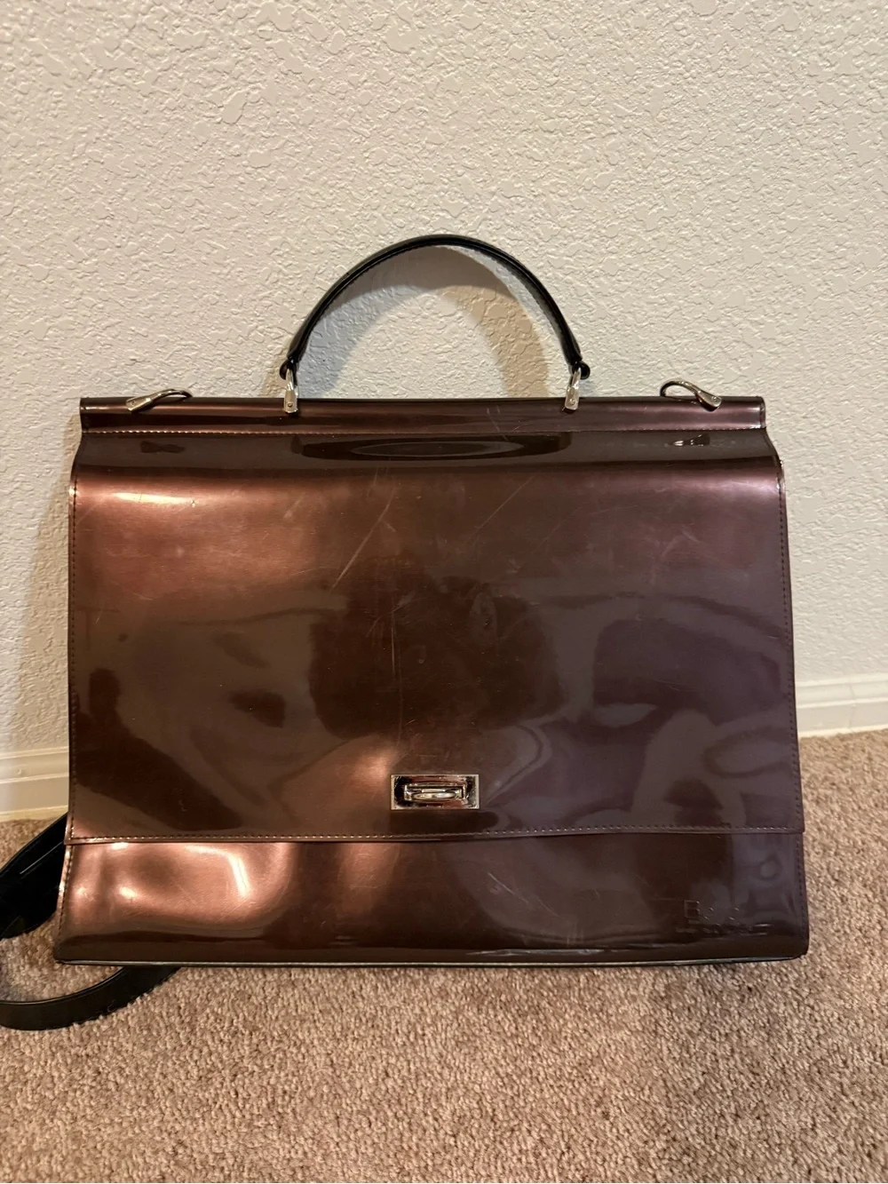 Beijo Glossy Chocolate Brown Women's Laptop Bag